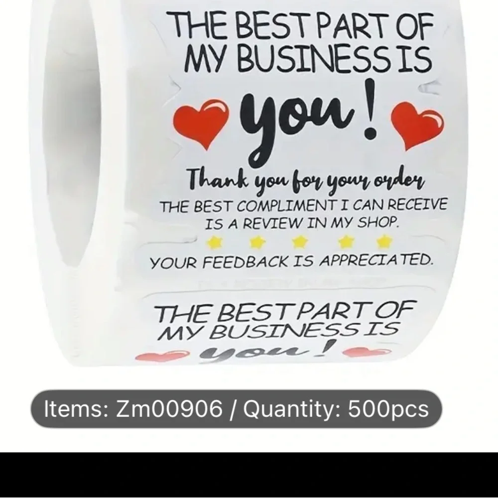 500 Heart Design Thank You Business Stickers